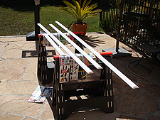 Painting the chair rail.