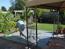 Dave cleaning off the slab.