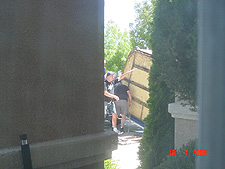 Loading the tub into the truck.